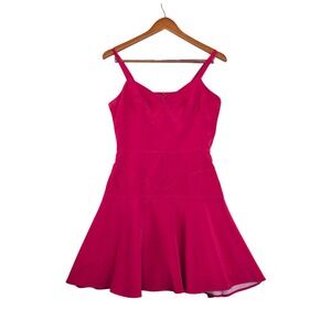 Amanda Uprichard Cherry Red 100% Silk Fit Flare Mini Dress Small Party